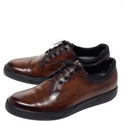 Pre Owned Berluti Brown Tibeta Leather Lace Up Derby Size 42.5