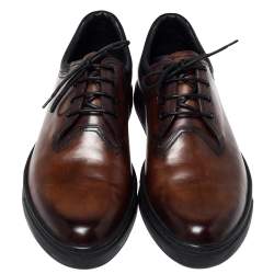 Pre Owned Berluti Brown Tibeta Leather Lace Up Derby Size 42.5