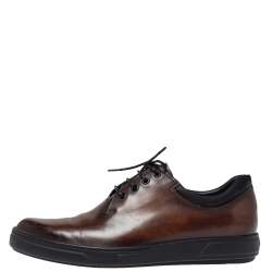 Pre Owned Berluti Brown Tibeta Leather Lace Up Derby Size 42.5