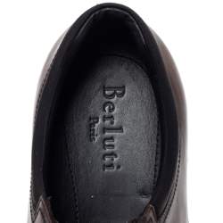 Pre Owned Berluti Brown Tibeta Leather Lace Up Derby Size 42.5