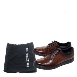 Pre Owned Berluti Brown Tibeta Leather Lace Up Derby Size 42.5