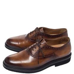 Pre Owned Berluti Brown Leather Lace Up Oxfords Size 42