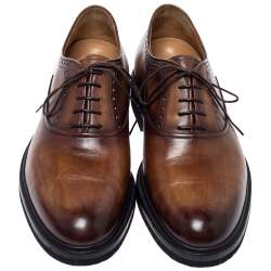 Pre Owned Berluti Brown Leather Lace Up Oxfords Size 42