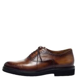 Pre Owned Berluti Brown Leather Lace Up Oxfords Size 42