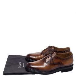 Pre Owned Berluti Brown Leather Lace Up Oxfords Size 42