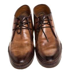 Pre Owned Berluti Brown Leather Lace Up Desert Boots Size 42