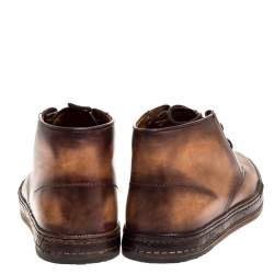 Pre Owned Berluti Brown Leather Lace Up Desert Boots Size 42