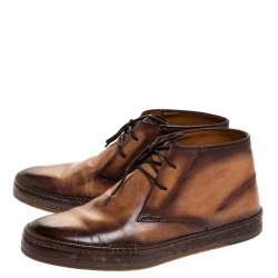 Pre Owned Berluti Brown Leather Lace Up Desert Boots Size 42