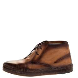 Pre Owned Berluti Brown Leather Lace Up Desert Boots Size 42