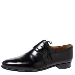 Pre Owned Berluti Black Leather Lace Up Oxfords Size 45