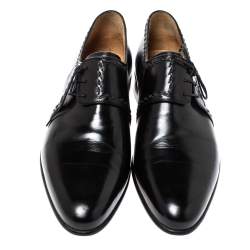 Pre Owned Berluti Black Leather Lace Up Oxfords Size 45
