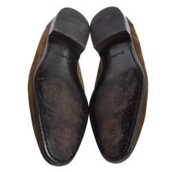 Pre Owned Berluti Brown/Olive Green Suede and Leather Andy Penny Loafers Size 41