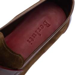 Pre Owned Berluti Brown/Olive Green Suede and Leather Andy Penny Loafers Size 41