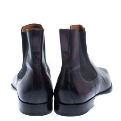 Pre Owned Berluti Dark Brown Shiny Leather Chelsea Boots Size 42