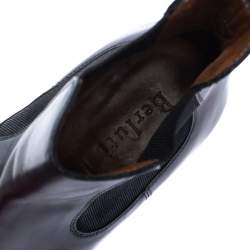 Pre Owned Berluti Dark Brown Shiny Leather Chelsea Boots Size 42