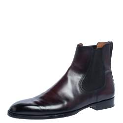 Pre Owned Berluti Dark Brown Shiny Leather Chelsea Boots Size 42