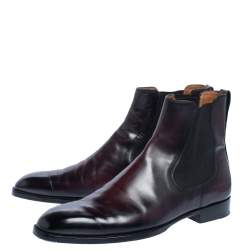 Pre Owned Berluti Dark Brown Shiny Leather Chelsea Boots Size 42