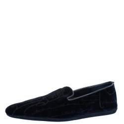 Pre Owned Berluti Blue Velvet Smoking Slippers Size 41.5