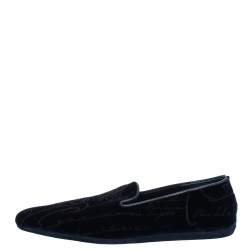 Pre Owned Berluti Blue Velvet Smoking Slippers Size 41.5