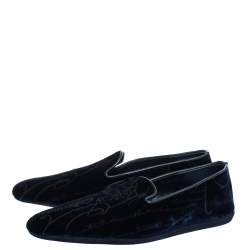 Pre Owned Berluti Blue Velvet Smoking Slippers Size 41.5
