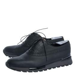 Pre Owned Berluti Black Brogue Leather Low Top Lace Up Sneakers Size 41.5