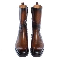 Pre Owned Berluti Two Tone Leather Ankle Boots Size 41.5