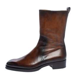 Pre Owned Berluti Two Tone Leather Ankle Boots Size 41.5