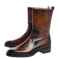 Pre Owned Berluti Two Tone Leather Ankle Boots Size 41.5