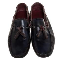 Pre Owned Berluti Black Leather Tassel Slip On Loafers Size 41.5