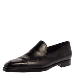Berlutti Black Leather Slip On Loafers Size 42.5