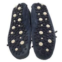 Pre Owned Berluti Navy Blue Soft Suede and Leather Bow Loafers Size 42