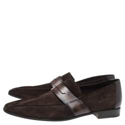 Pre Owned Berluti Brown Leather And Suede Penny Loafers Size 42