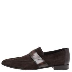 Pre Owned Berluti Brown Leather And Suede Penny Loafers Size 42