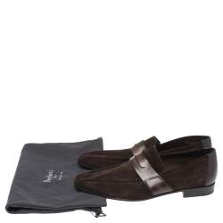 Pre Owned Berluti Brown Leather And Suede Penny Loafers Size 42