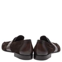 Pre Owned Berluti Brown Leather And Suede Penny Loafers Size 42