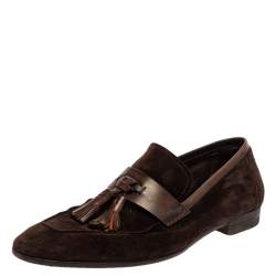 Berluti Brown Suede Tassel Loafers Size 42