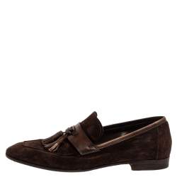 Berluti Brown Suede Tassel Loafers Size 42
