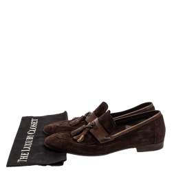 Berluti Brown Suede Tassel Loafers Size 42