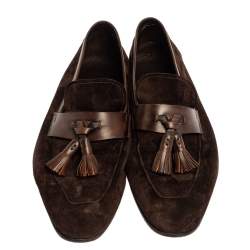 Berluti Brown Suede Tassel Loafers Size 42