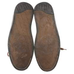 Pre Owned Berluti Brown Burnished Leather Playtime High Top Sneakers Size 43