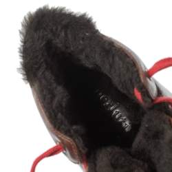 Pre Owned Berluti Brown/Black Leather Playtime Fur High Top Sneakers Size 42.5