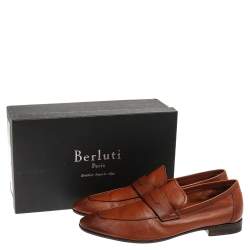 Pre Owned Berluti Brown Leather Lorenzo Loafers Size 42.5
