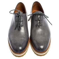 Berluti Grey Leather Lace Up Oxfords Size 41