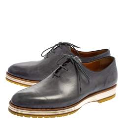 Berluti Grey Leather Lace Up Oxfords Size 41