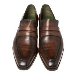 Pre Owned Berluti Brown Leather Penny Loafers Size 41.5