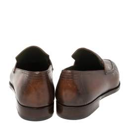Pre Owned Berluti Brown Leather Penny Loafers Size 41.5