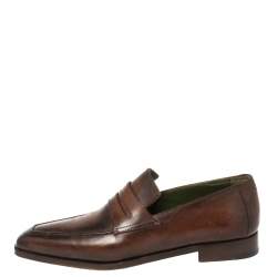 Pre Owned Berluti Brown Leather Penny Loafers Size 41.5