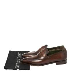 Pre Owned Berluti Brown Leather Penny Loafers Size 41.5