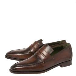 Pre Owned Berluti Brown Leather Penny Loafers Size 41.5