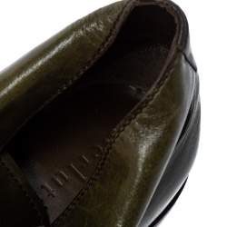 Pre Owned Berluti Military Green Leather Ankle Boots Size 41